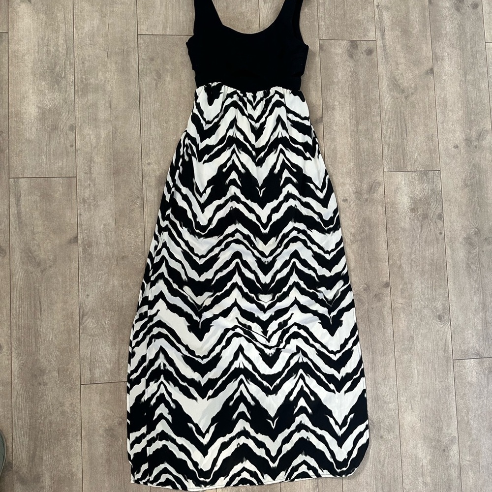 Aqua black white maxi dress women’s XS excellent condition women’s